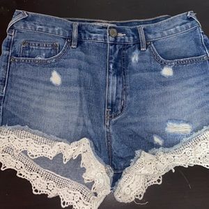 Free People Jean Denim Shorts never worn lace